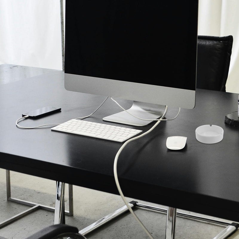 صحن رماد دائري من الميلامين الأبيض عبوة من 2 قطعة متين مقاوم للسقوط قابل لإعادة الاستخدام للمكتب الداخلي والحانات - Image 5